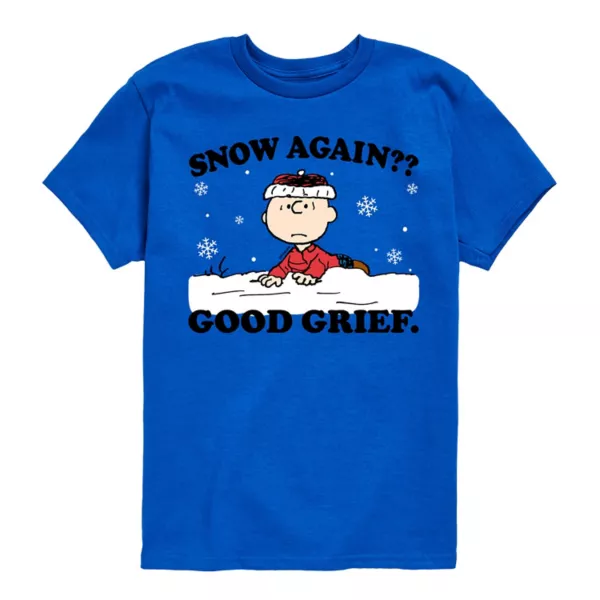 

Футболка с принтом "Опять снег, ну и ну" для мальчиков 8-20 Peanuts Licensed Character, синий