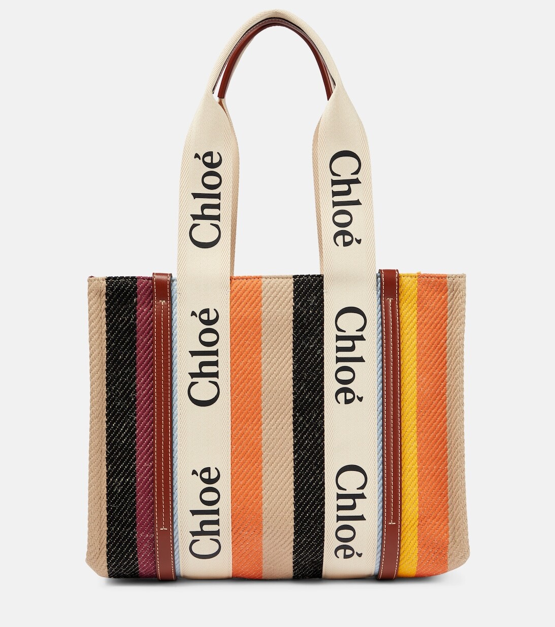 

Холщовая сумка-тоут Woody среднего размера Chloé, разноцветный