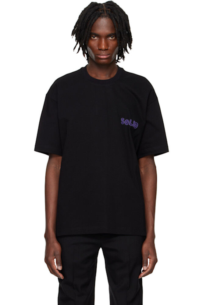 

Черная футболка с вышитым рисунком Solid Homme