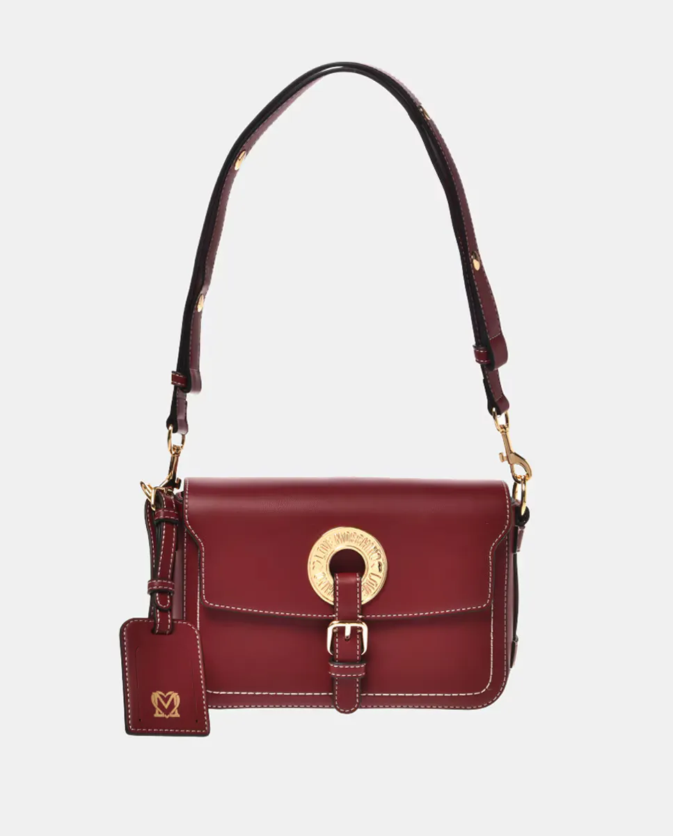 

Черная сумка с золотой круглой деталью Love Moschino, бордовый