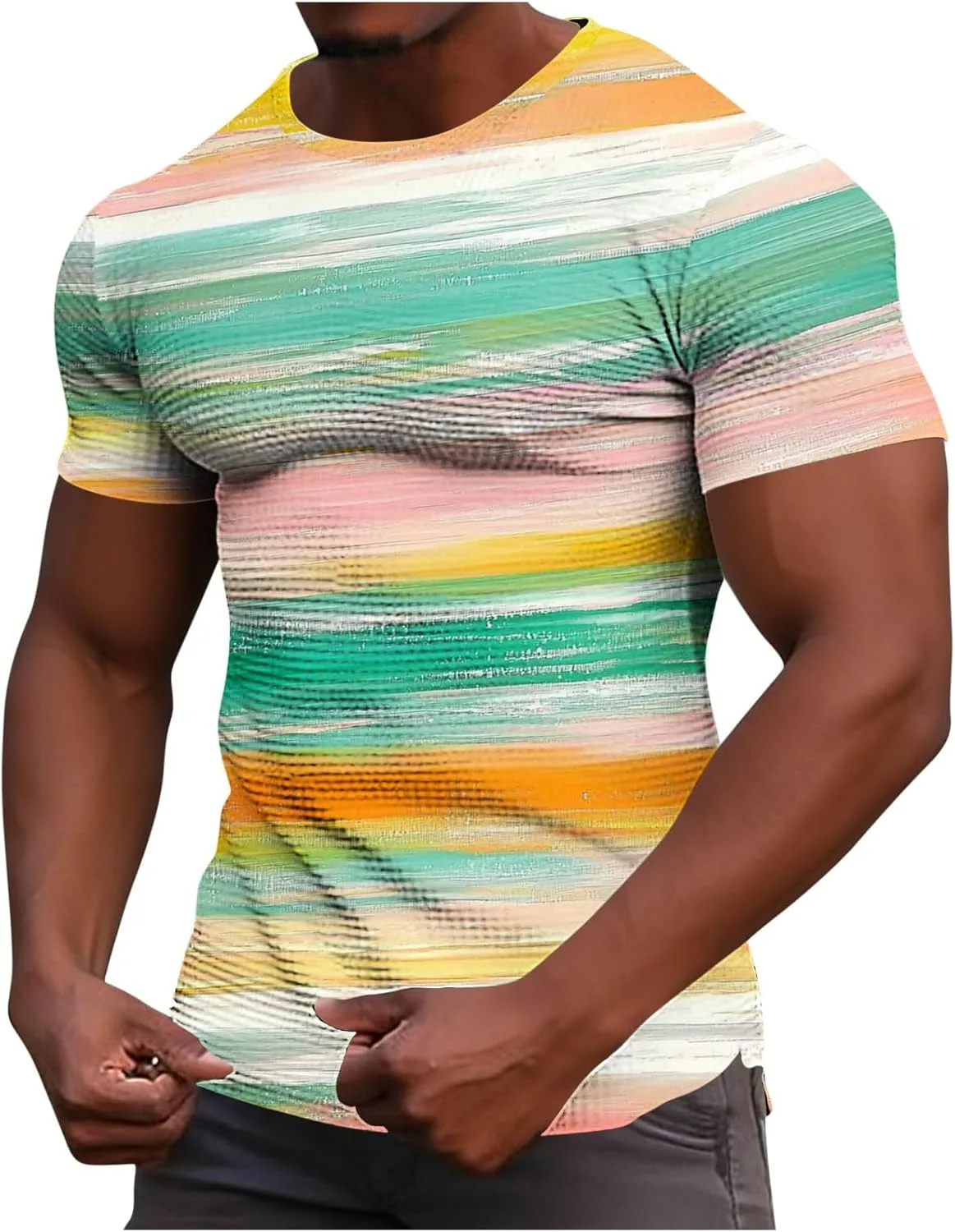 

Футболка мужская Color Block Casual Loose Stretchy