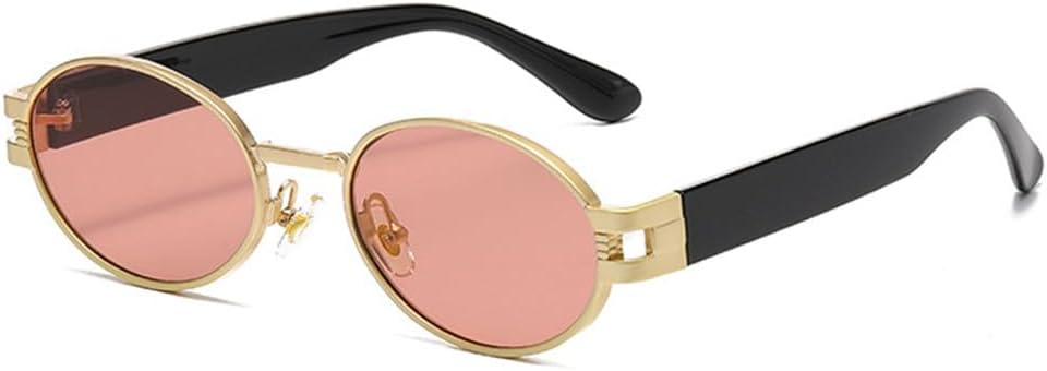 

Солнцезащитные очки 2027 квадратной формы для женщин в стиле ретро-панк, овальные, металлические, с защитой от УФ-излучения UV400, золотисто-розовые, один размер MTZJH, One Color