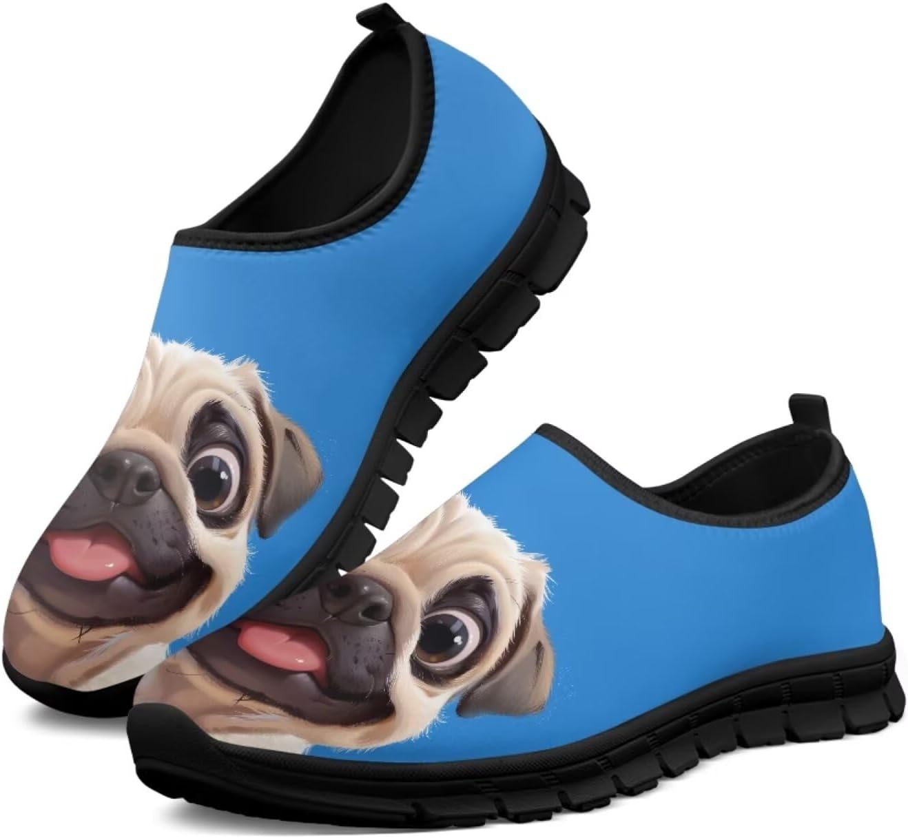 

Мужские слипоны Twousenru, удобные повседневные лоферы, широкие, с нескользящей подошвой, обувь для работы, домашние тапочки, легкие кроссовки для улицы, Smiling Pugs