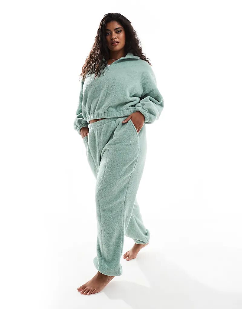 

Спортивные брюки Curve Lounge из микрофлиса ASOS DESIGN цвета шалфея