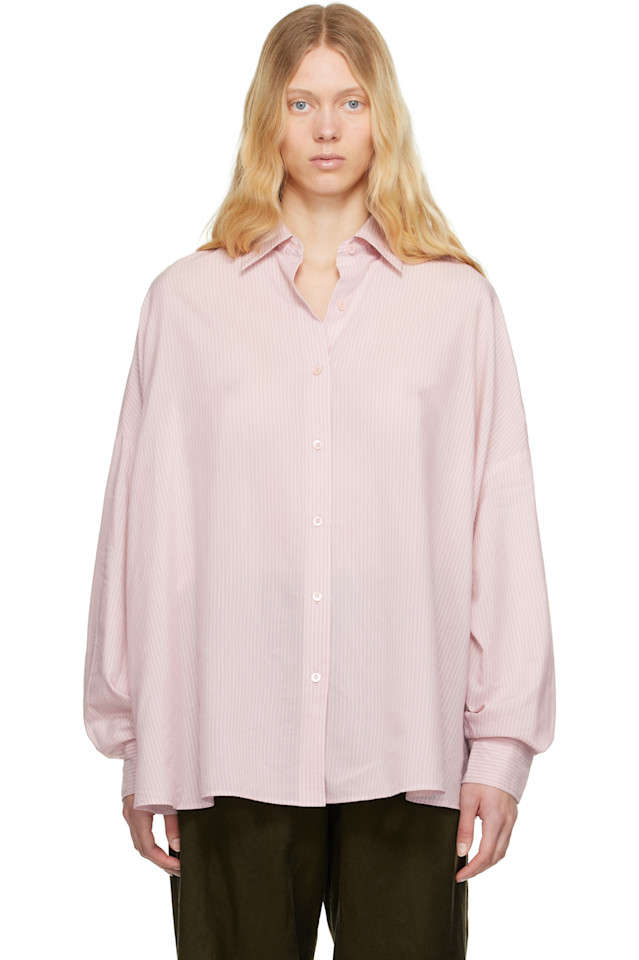

Полосатая рубашка-кокон Dries Van Noten, цвет lpink