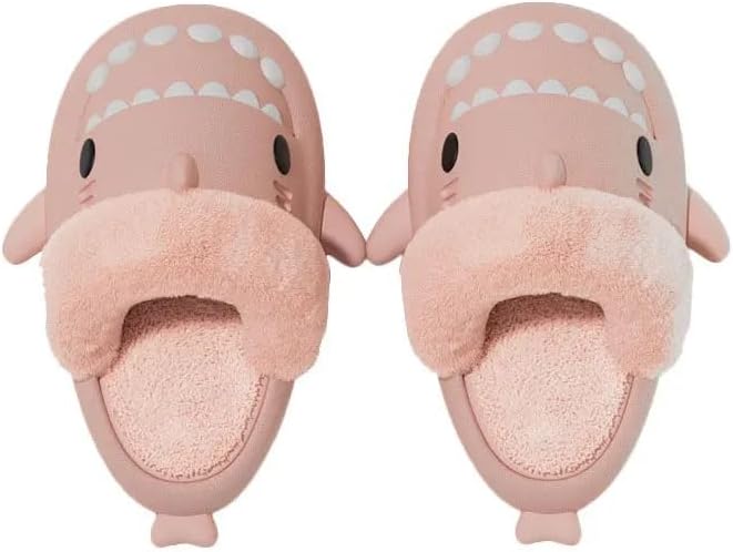 

Милые тапочки с изображением акулы для женщин и мужчин- уютные, и забавные Uivxxud, розовый