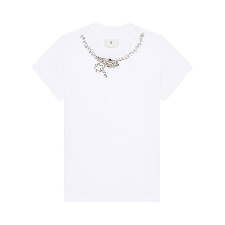 

Футболка Givenchy Crystals Snake Slim Fit T-Shirt, White
