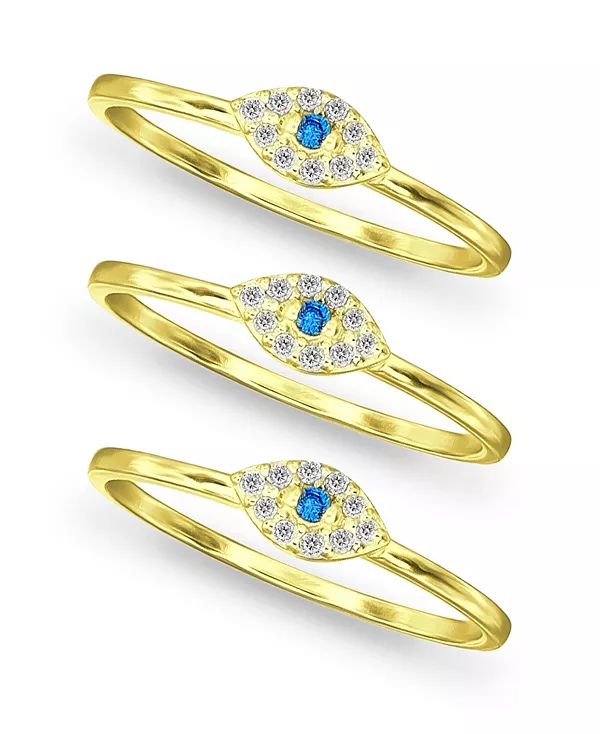 

Кольцо-Тройка из 18-каратного золота с кубическим цирконием от сглаза, комплект из 3 колец Macy'S, gold