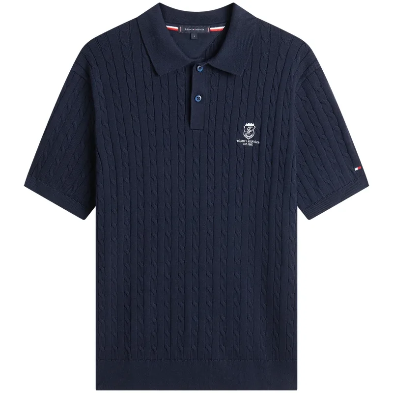 Трикотажный кардиган мужской с лацканами Tommy Hilfiger, темно-синий DW5