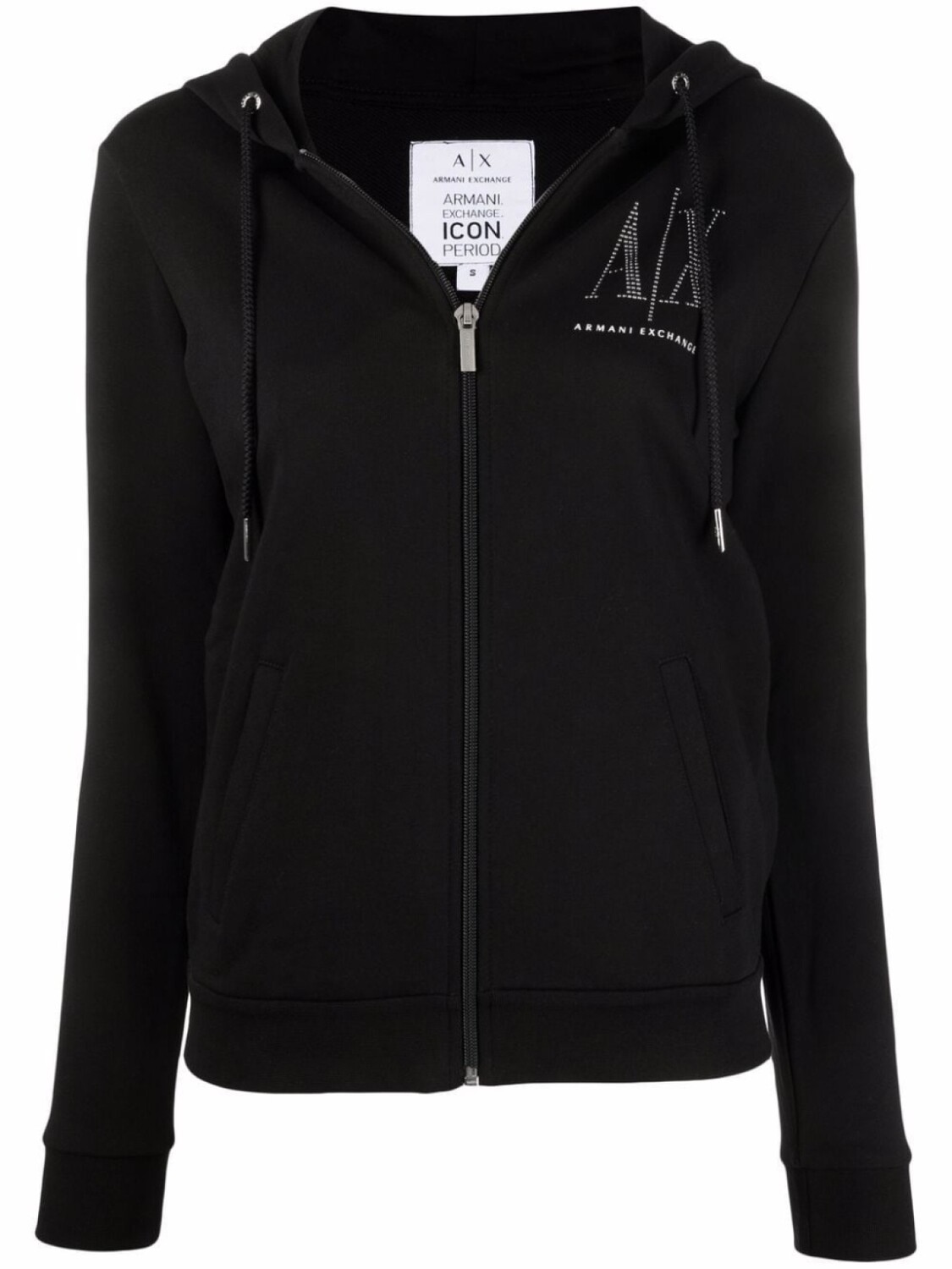 

Armani Exchange худи на молнии с логотипом, черный