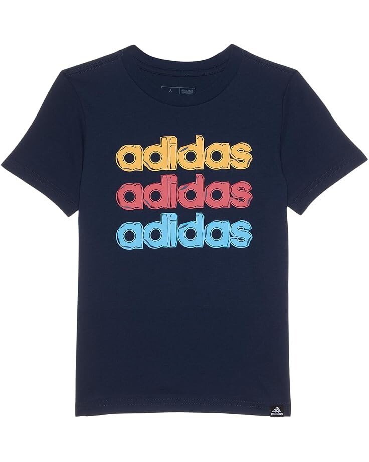 

Футболка adidas Kids SS Linear Stack Tee(Toddler/Little Kid/Big Kid), темно-синий