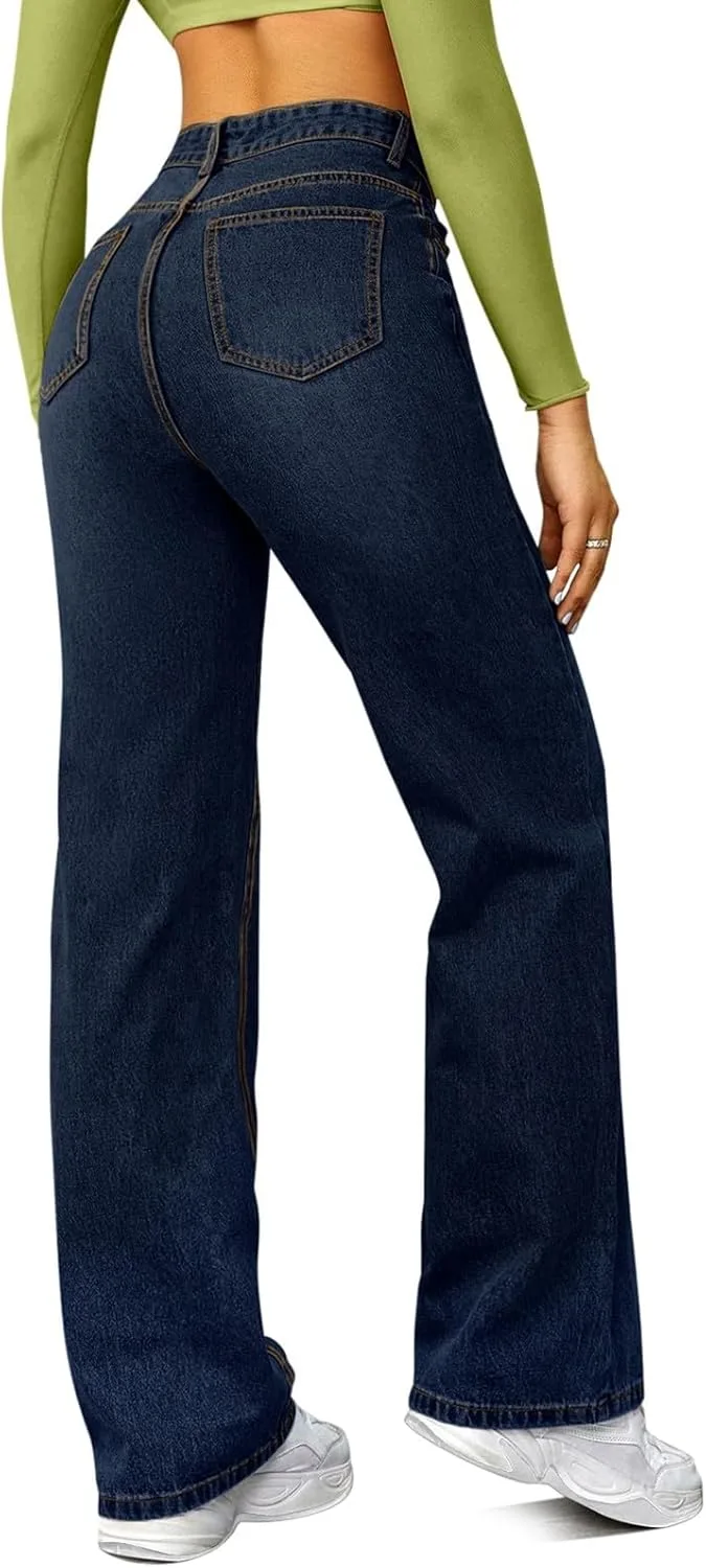 Широкие джинсы женские Baggy Boyfriend High Waisted Straight Leg Stretchy — фото 4