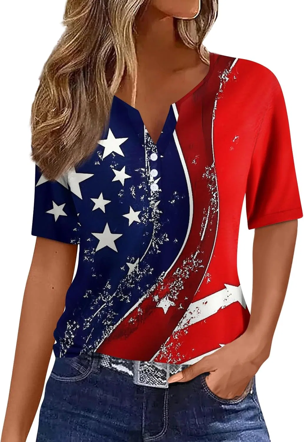 Женская футболка American Flag с коротким рукавом, Red