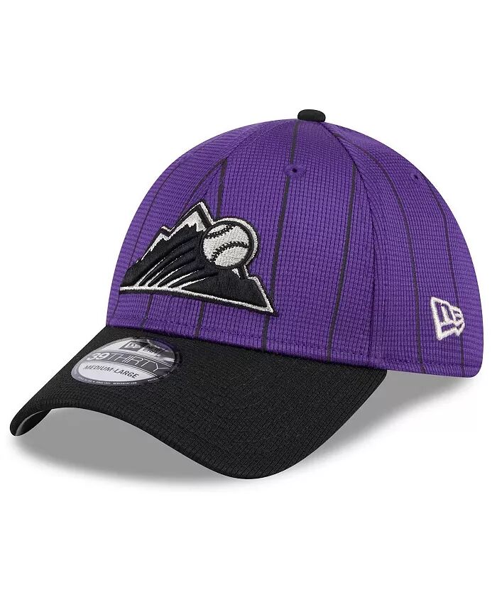 

Мужская фиолетовая кепка Colorado Rockies 2024 для тренировки ватина 39THIRTY Flex Hat New Era, черный