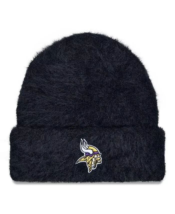 

Черная женская вязаная шапка с пушистыми манжетами Minnesota Vikings New Era, черный