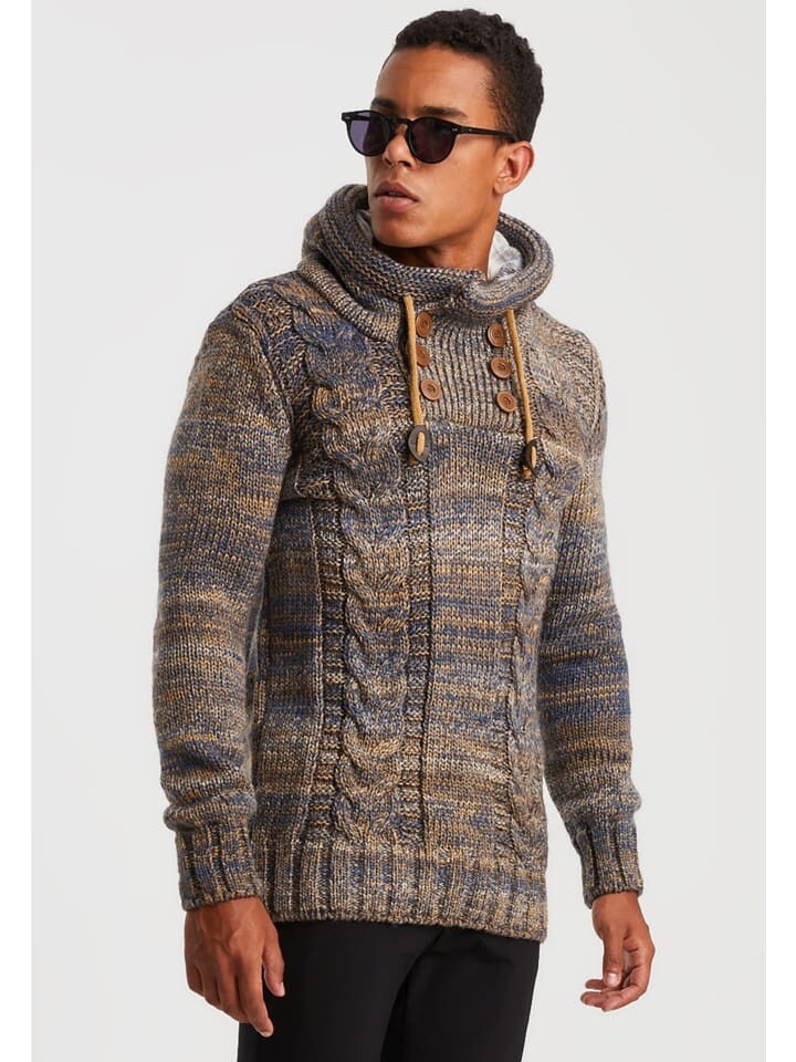 

Пуловер Leif Nelson Herren Strickpullover Pullover mit Kapuze, коричневый