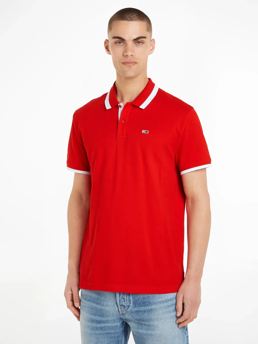 

Рубашка-поло Tommy Jeans "TJM REG SOLID TIPPED POLO", с воротником-поло, малиновый