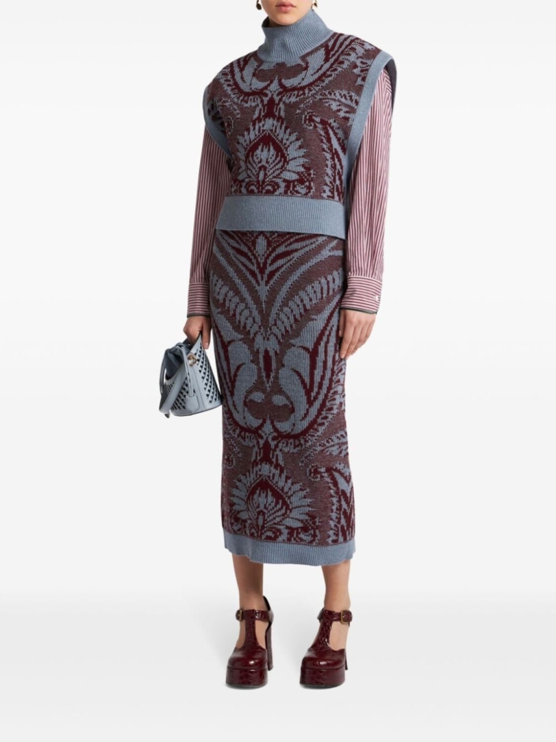 

ETRO жаккардовый топ с цветочным узором, синий
