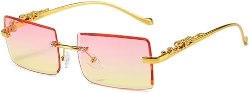 

Солнцезащитные очки без оправы прямоугольной формы для женщин и мужчин. Модные новые солнцезащитные очки для женщин. Очки-маски с защитой от УФ-излучения UV400 MTZJH, Pink Yellow