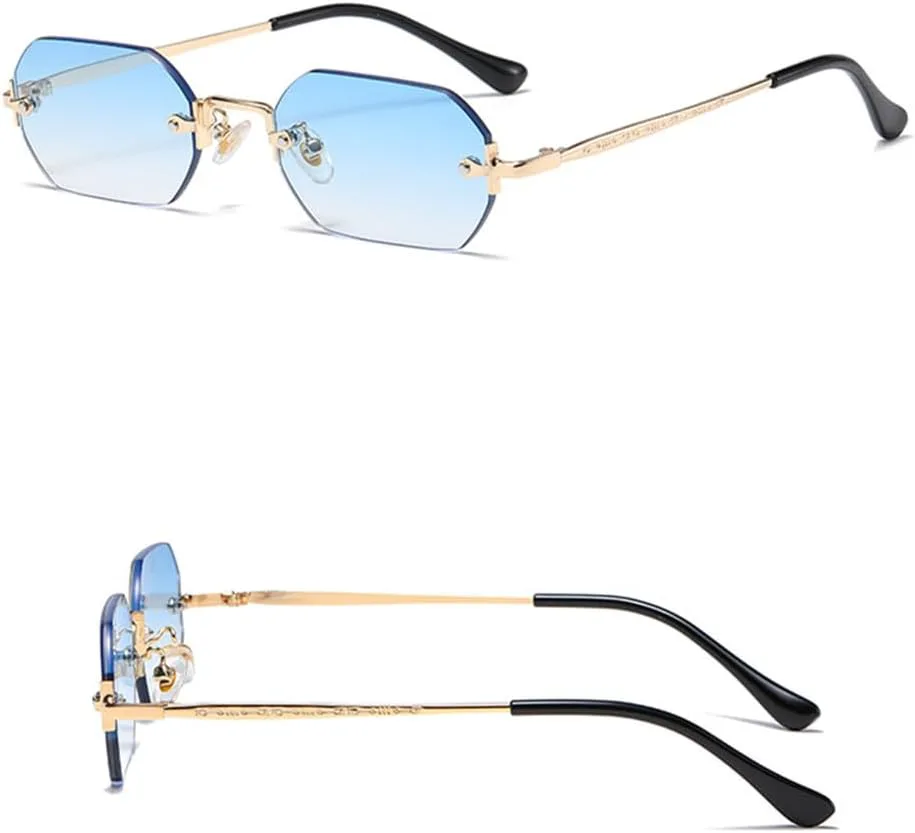 

Солнцезащитные очки UV400 с градиентным покрытием, без оправы, в стиле панк, для женщин и мужчин, для бега и занятий спортом на открытом воздухе UYPTK, Grey Pink