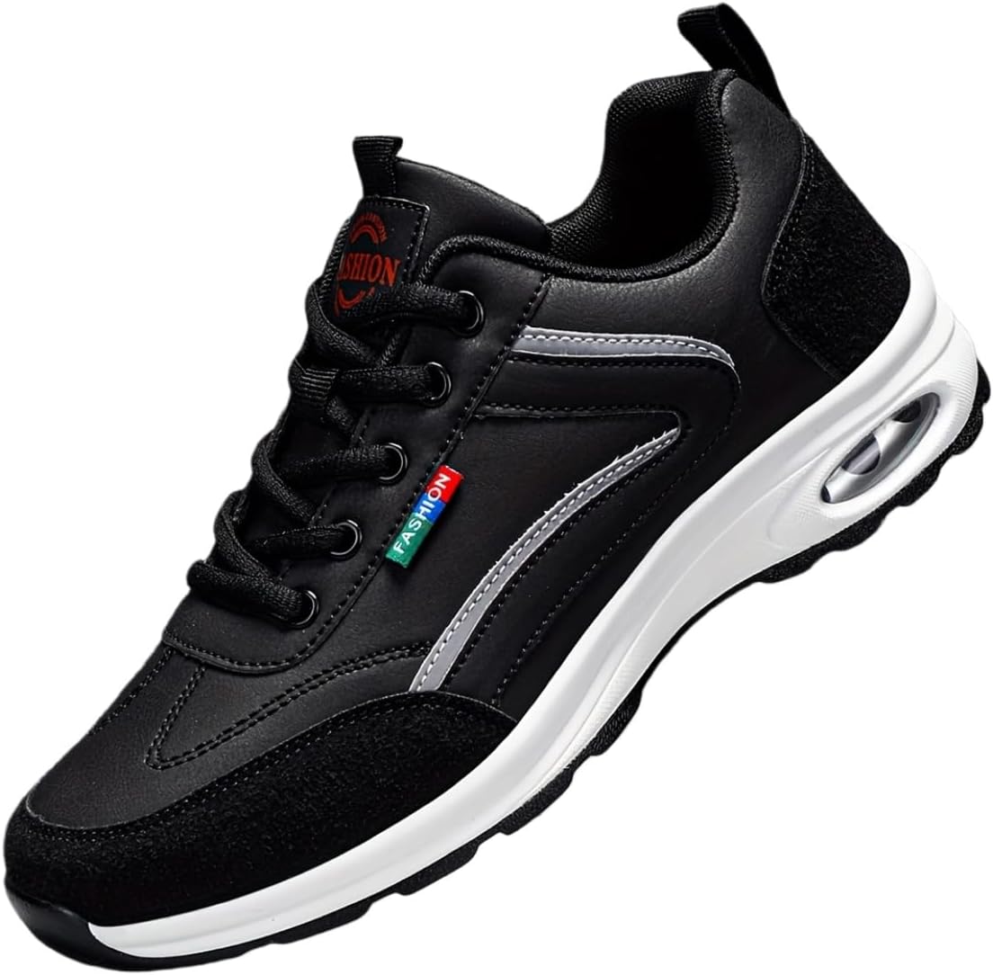 

Модные мужские спортивные кроссовки большого размера - комфортная мягкая подкладка, амортизирующая воздушная подушка, подходят для ежедневных прогулок на свежем воздухе, ходьбы и занятий спортом Fmshi, черный