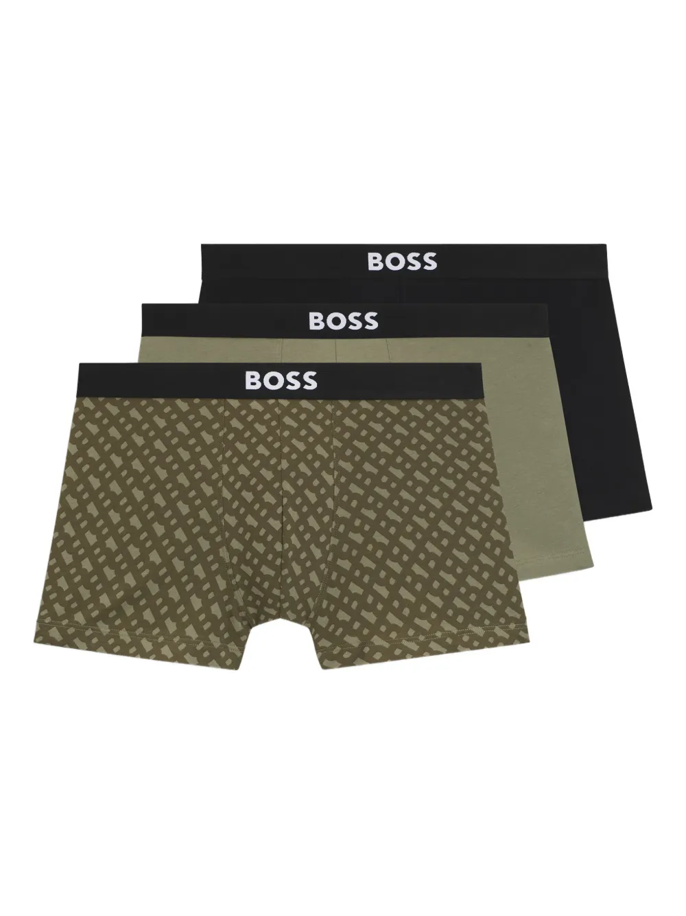 

Комплект из трех боксеров с геометричным узором Boss, зеленый