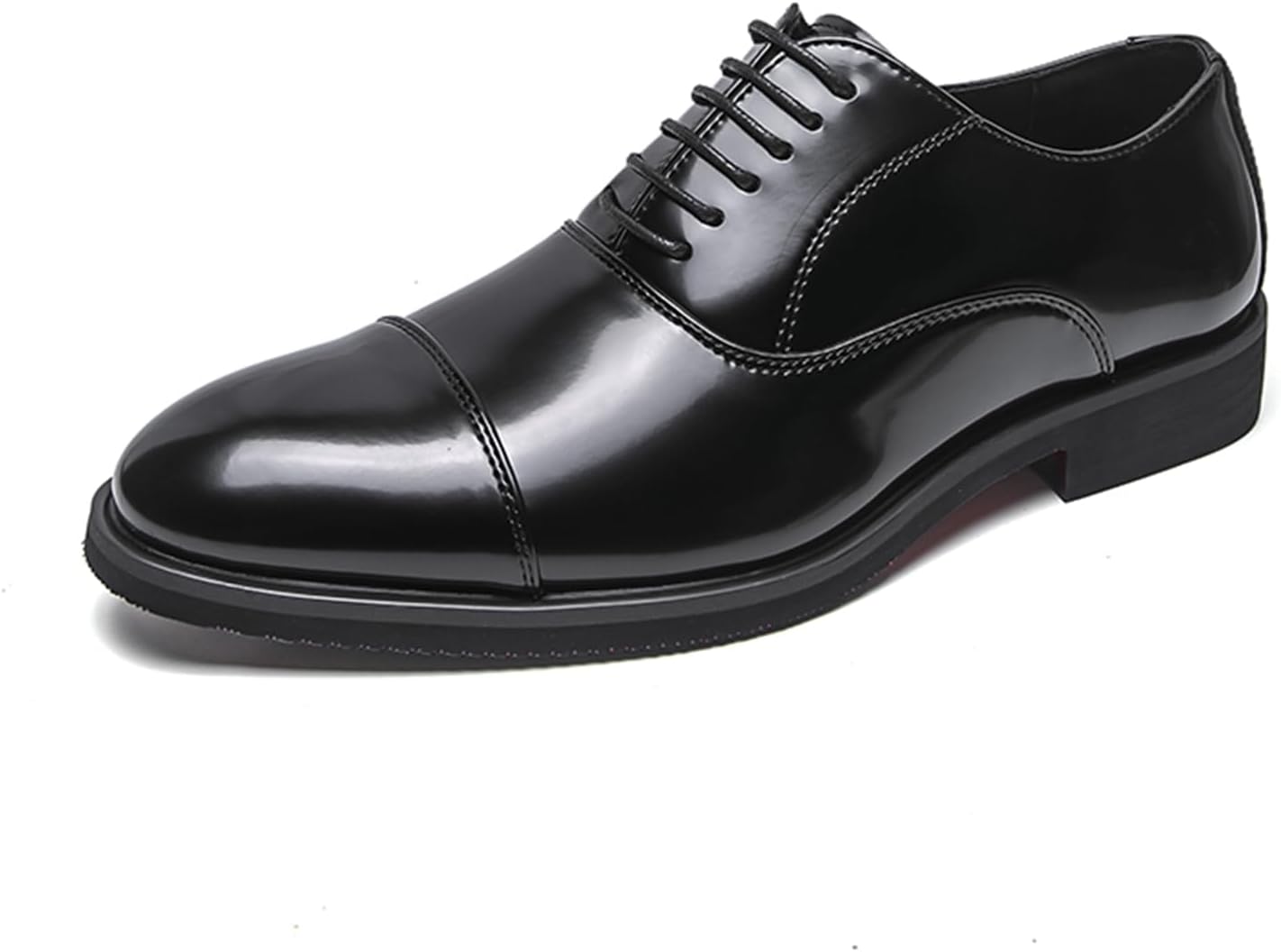 

Мужские лакированные оксфорды на шнуровке с закрытым носком и невысоким каблуком, формальные туфли для вечеринки, свадьбы, деловых встреч и работы в офисе Tengfeifly, черный
