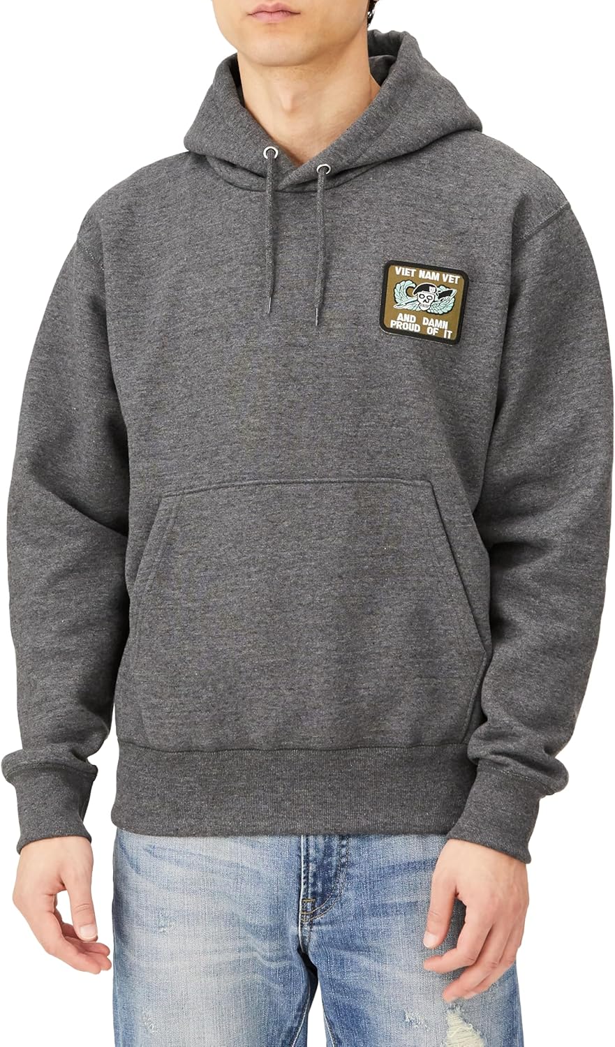 

Толстовка с капюшоном в стиле F, нашивка с гербом армии США, на флисовой подкладке, пуговицами, цвет угольно-серый F-Style