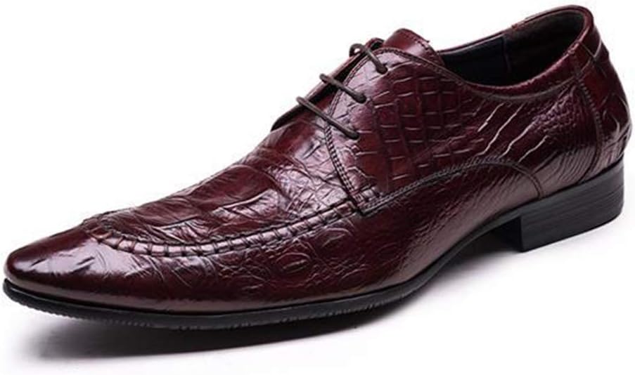 

Мужские кожаные деловые туфли, крокодиловый узор, для вечеринок, банкетов, формальной одежды, шнуровка, для работы и офиса, для прогулок, коричневые - 38/UK 5.5/US 6.5 Grvpm