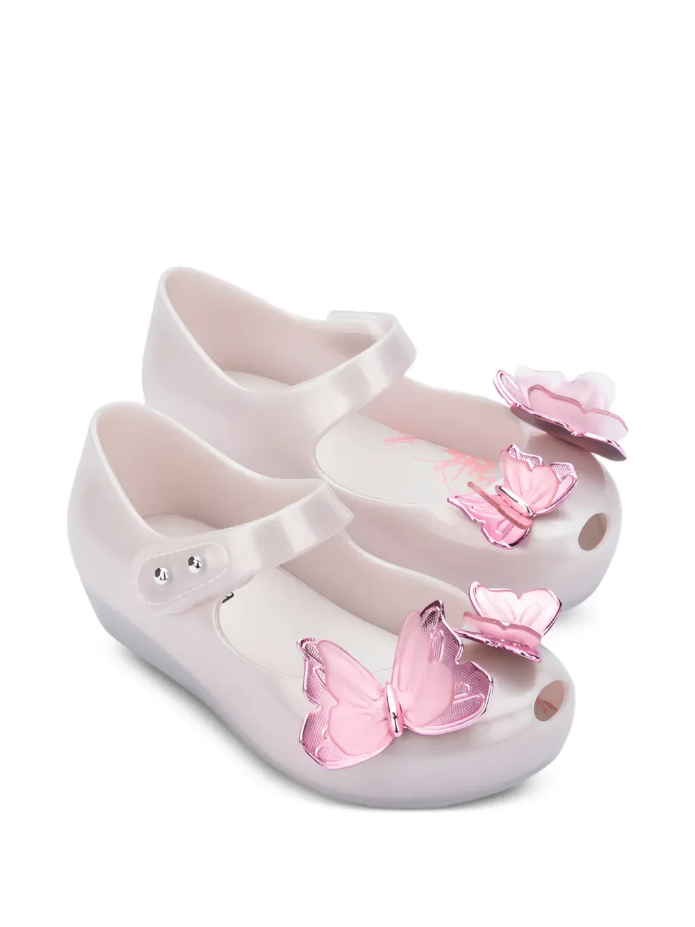 Балетки с аппликацией в виде бабочек Mini Melissa, нейтральный