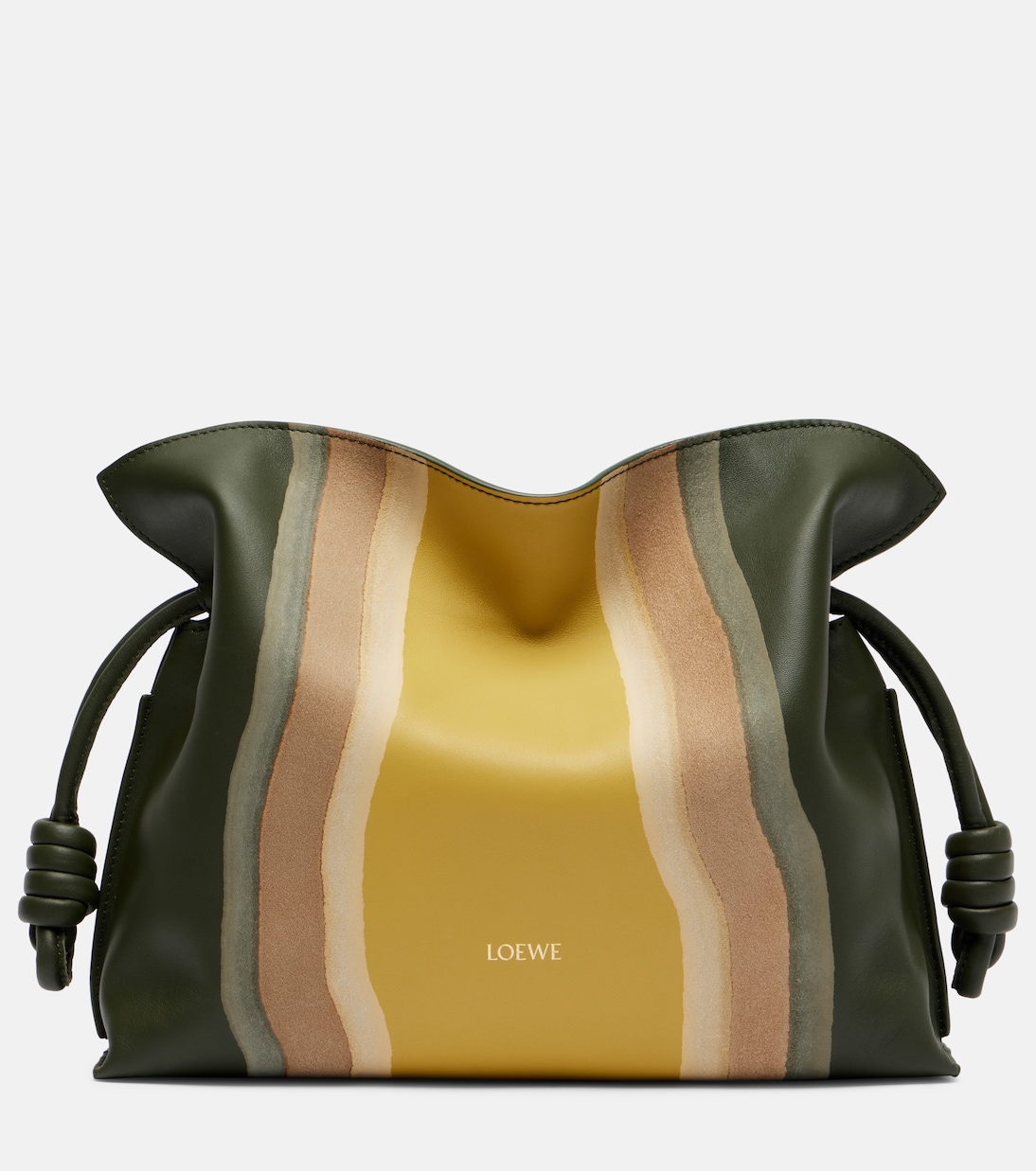 

Кожаный клатч Flamenco Medium из кожи и замши Loewe, Bottle Green/Ochre