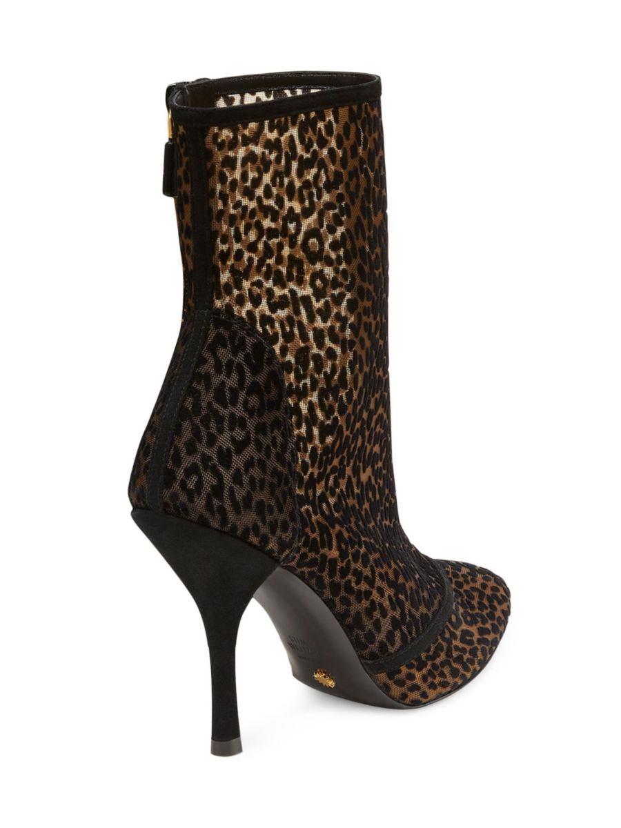 Ботильоны на шпильке из кожи с леопардовым принтом Noche Stuart Weitzman, черный — фото 3