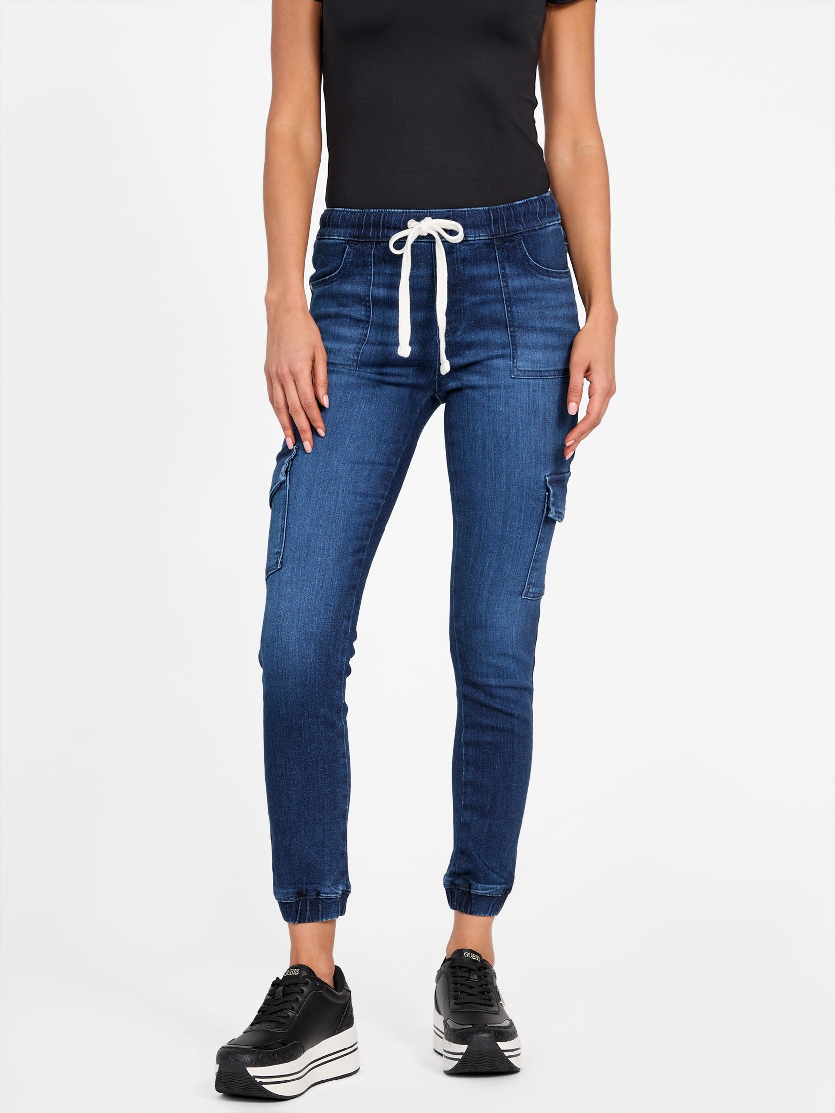 

Джинсовые брюки-джоггеры Eco Luna средней посадки Cargo Guess Factory, цвет dark wash