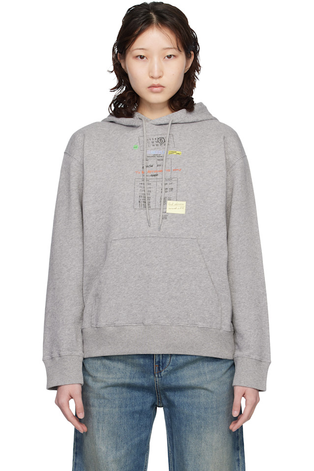 

Mm6 Maison Margiela Толстовка из серого неворсистого хлопка, Серый, Mm6 Maison Margiela Толстовка из серого неворсистого хлопка