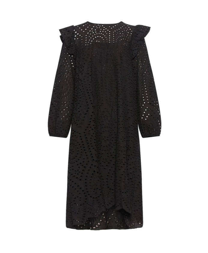 

Черное хлопковое платье с длинными рукавами Tiffany, черный