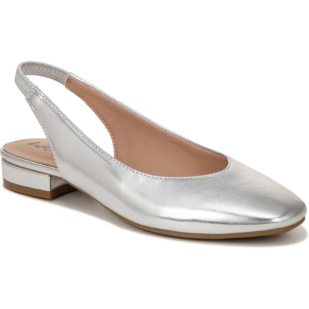 LifeЖенские туфли на плоской подошве с открытой пяткой LifeStride Claire, цвет Silver