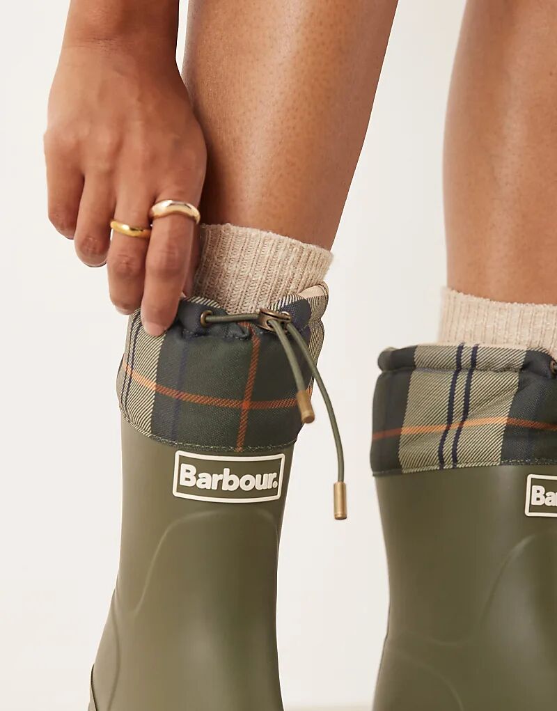 Сапоги Barbour Mowbray средней высоты оливково-зеленого цвета с узором «старинная клетка» — фото 3
