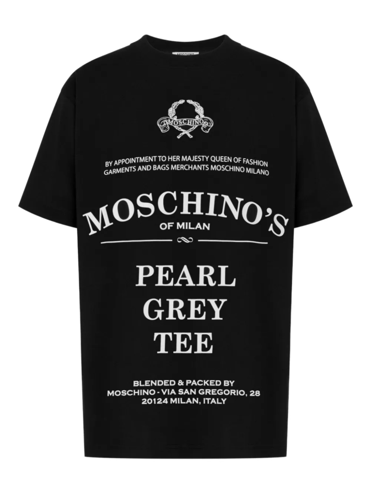 

Футболка с текстовым принтом Moschino, черный