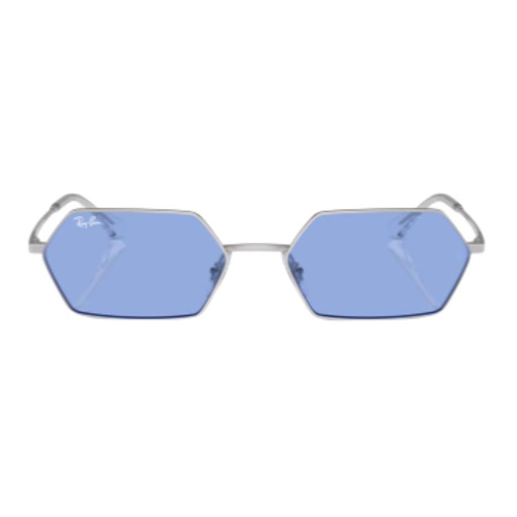 

RayBan Солнцезащитные очки Ray Ban Yevi Bio Based с геометрической оправой, Silver Frame Blue Lens