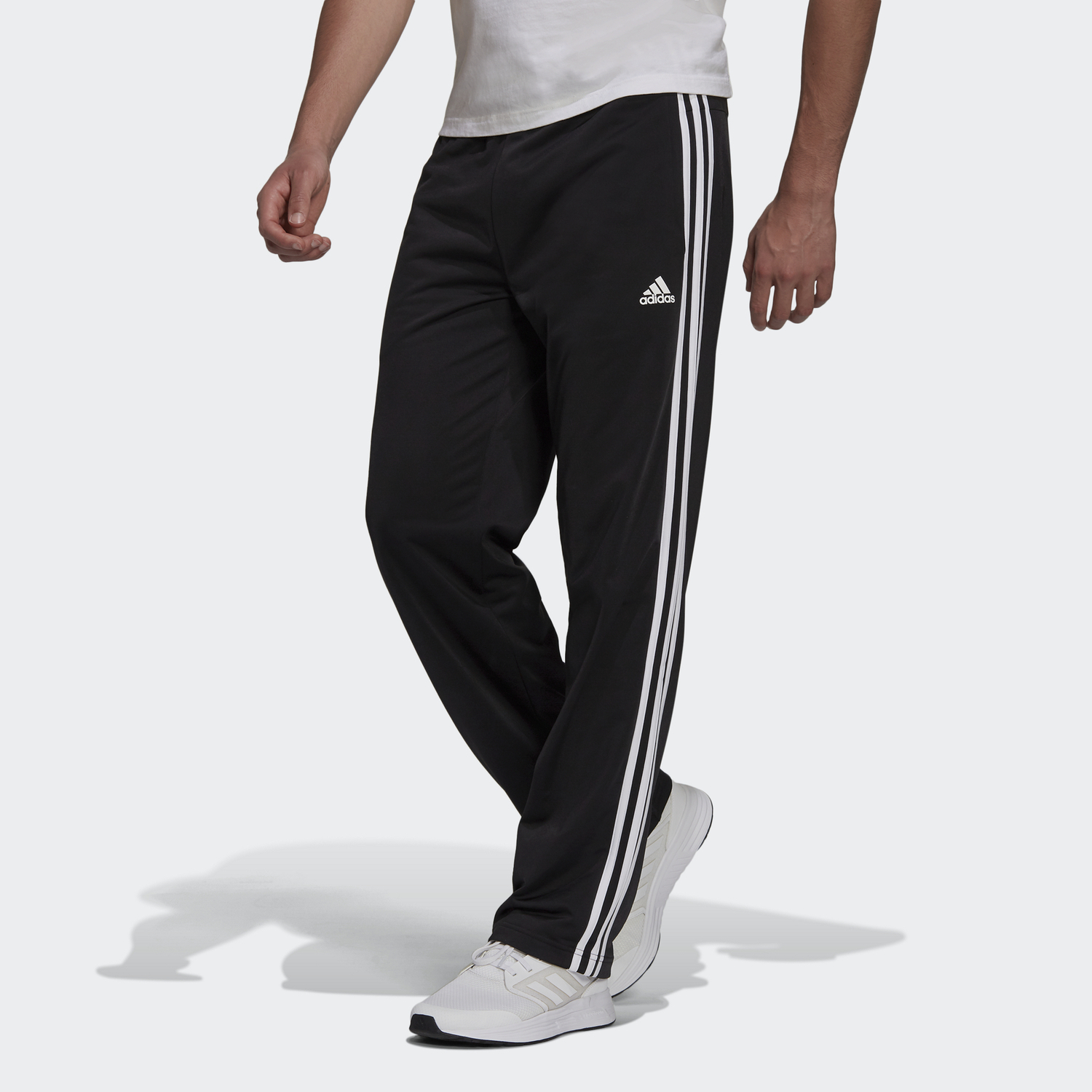 Брюки для разминки с открытым низом и тремя полосками Adidas, черный — фото 2
