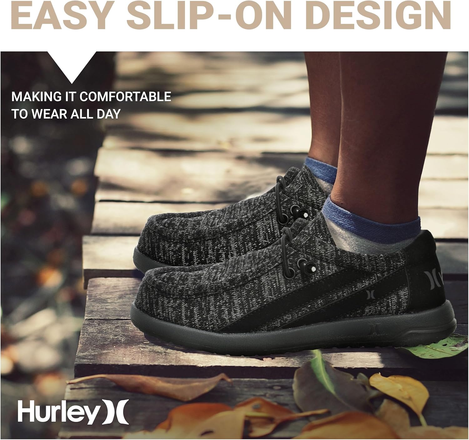 Детские кроссовки Hurley с эластичными шнурками, черный/угольный — фото 4