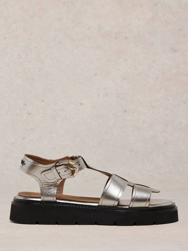 Розовые кожаные босоножки с ремешками White Stuff, Pewter