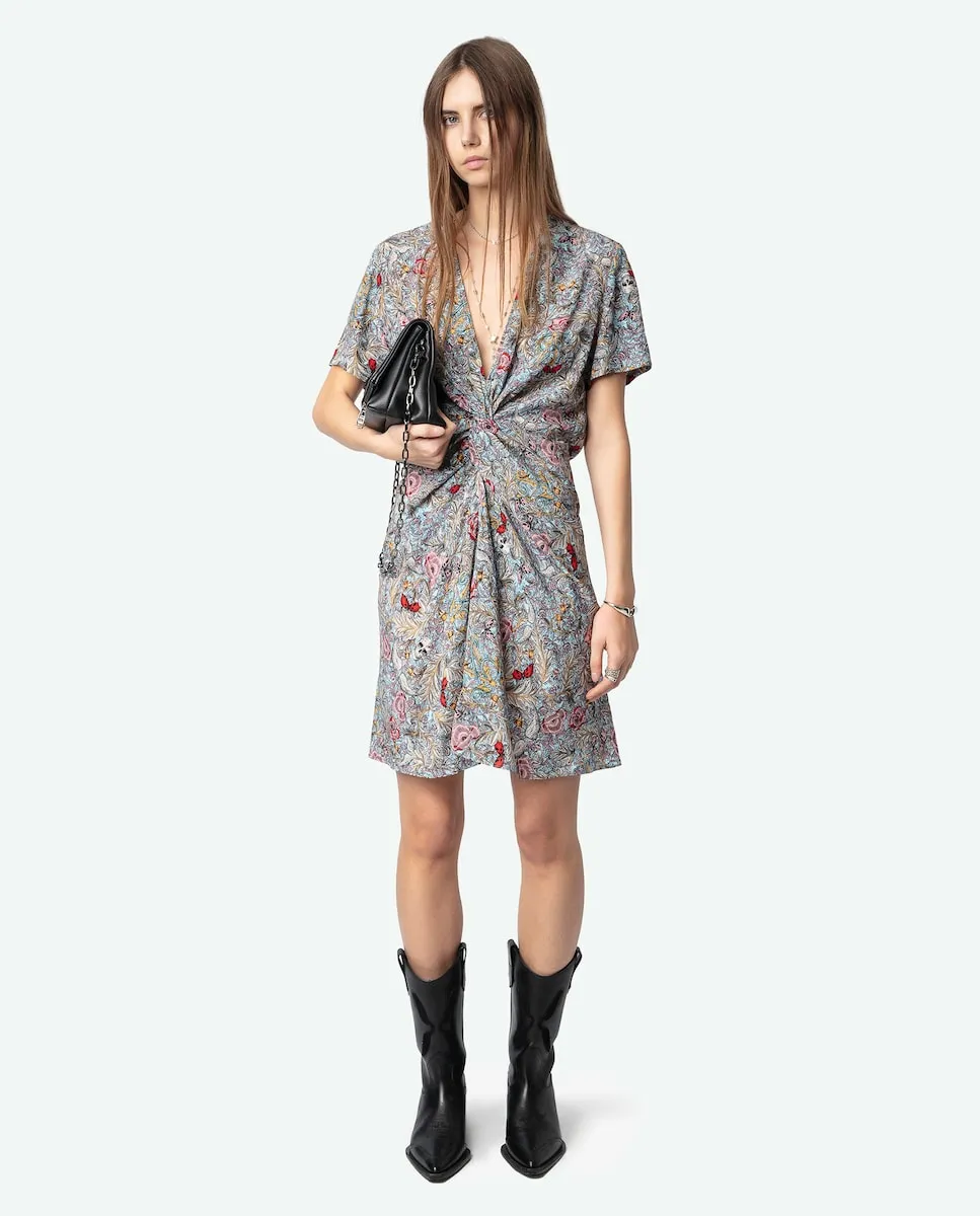 

Платье Rozom из атласа с короткими рукавами Zadig & Voltaire, синий