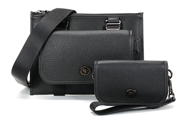 

Кожаная наплечная сумка через плечо поясная сумка обычная мужская черная COACH