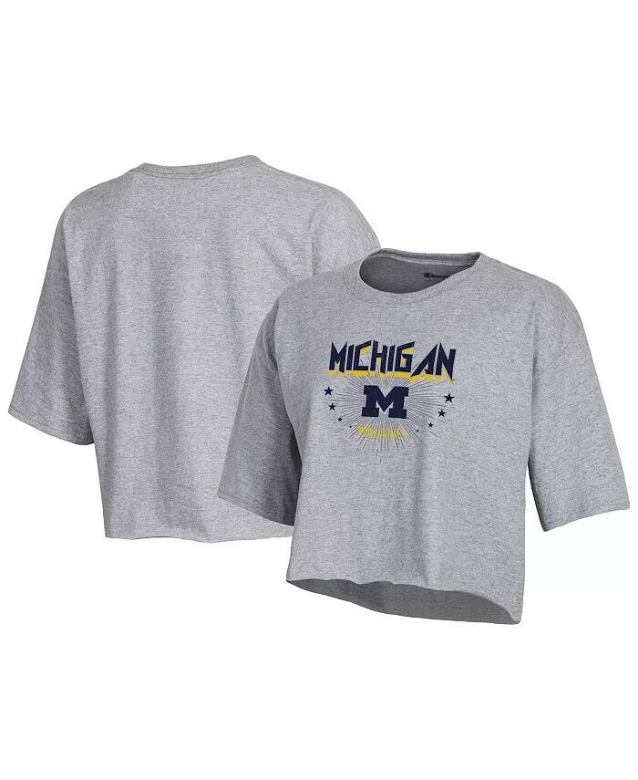 

Женская укороченная футболка Heather Grey Michigan Wolverines Boyfriend Champion