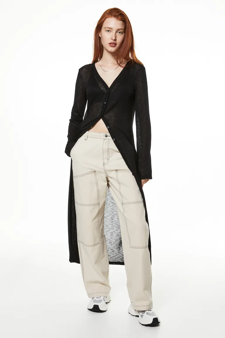 

Длинный кардиган из джерси H&M, черный