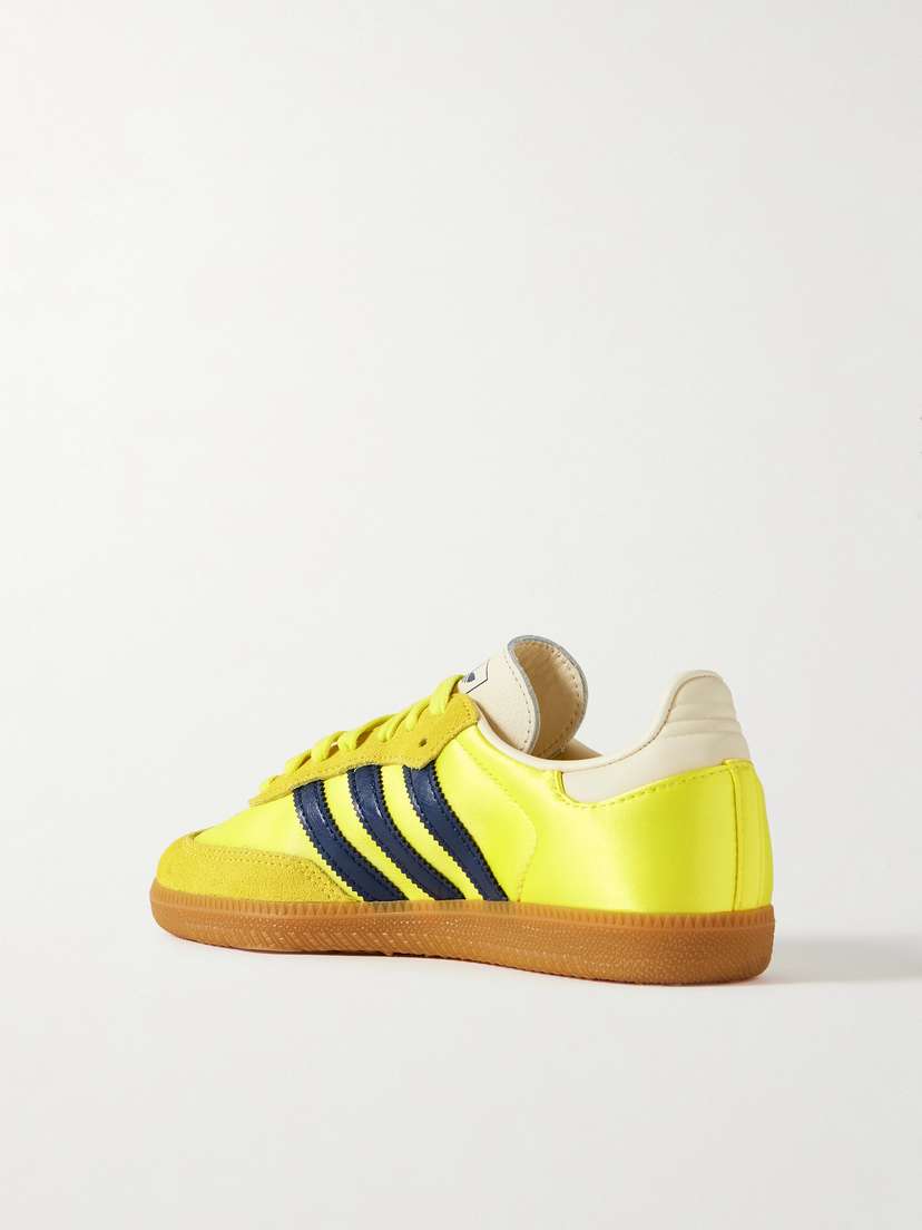 Кроссовки Samba og из замши и атласа с отделкой из кожи Adidas Originals, зеленый — фото 3