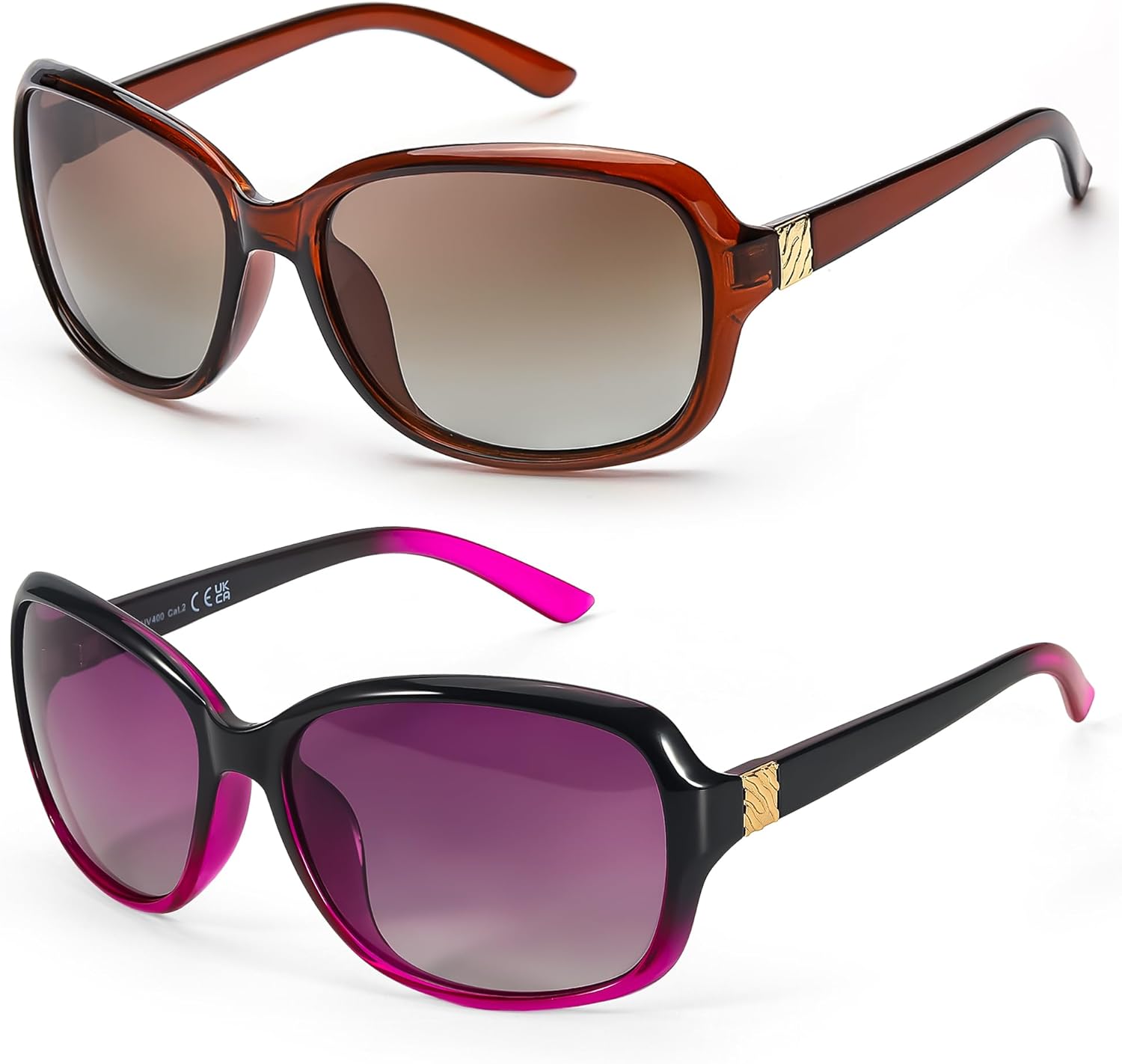 

Поляризованные солнцезащитные очки SIPHEW для женщин | Винтажные квадратные солнцезащитные очки с защитой от УФ-излучения UV400 | Женские солнцезащитные очки с обтекаемой формой, P10 Brown/Fade Purple Polarized Sunglasses(2pack)