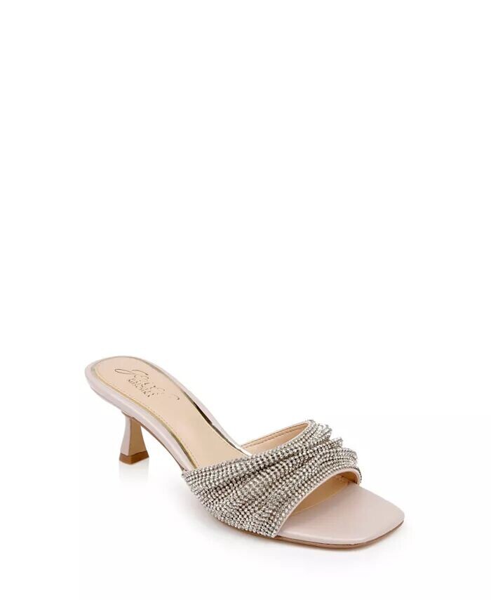 

Женские вечерние босоножки на каблуке-рюмочке Humor Jewel Badgley Mischka, бежевый