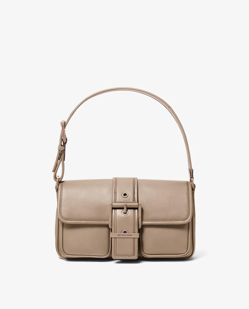 

Мягкий кожаный плечевой мешок Colby Michael Michael Kors, бежевый